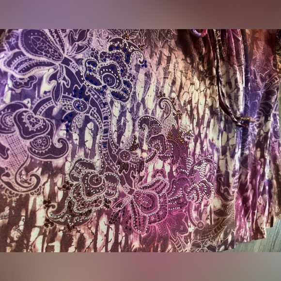 Chico’s paisley printed rhinestone peasant top. Size L - Picture 5 of 7
